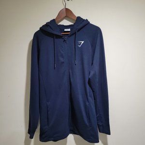 Gymshark Critical Zip Up Hoodie - Size Medium Blue Mens Gym Working Out